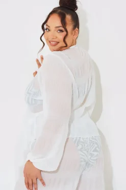 Online Fits Crinkle Tie Front Blouse