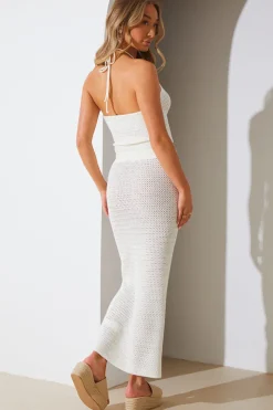 New In the Style Crochet Midi Co-Ord Skirt Cream