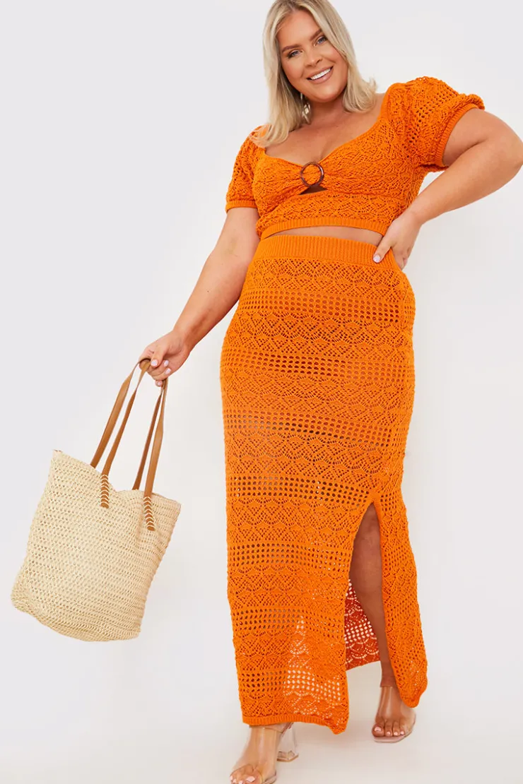 Clearance In the Style Crochet Puff Sleeve Crop Top