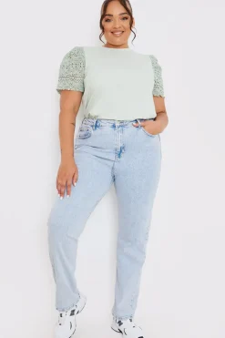 Sale In the Style Crochet Sleeve T-Shirt