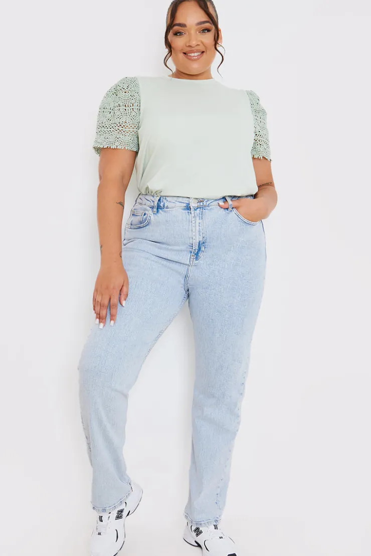 Sale In the Style Crochet Sleeve T-Shirt