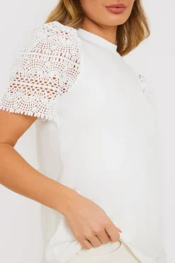 Sale In the Style Crochet Sleeve T-Shirt