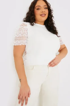 Sale In the Style Crochet Sleeve T-Shirt