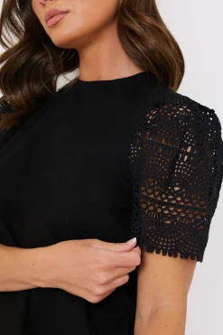 Sale In the Style Crochet Sleeve T-Shirt
