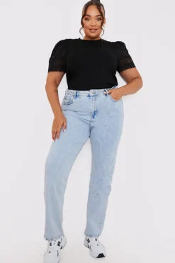 Sale In the Style Crochet Sleeve T-Shirt