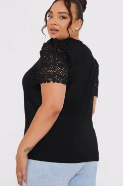 Sale In the Style Crochet Sleeve T-Shirt