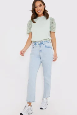Sale In the Style Crochet Sleeve T-Shirt