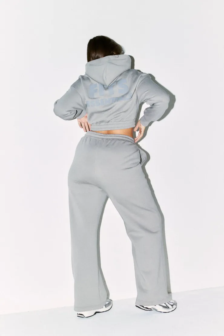 Hot Fits Cropped Drawstring Co-Ord Hoodie Slate