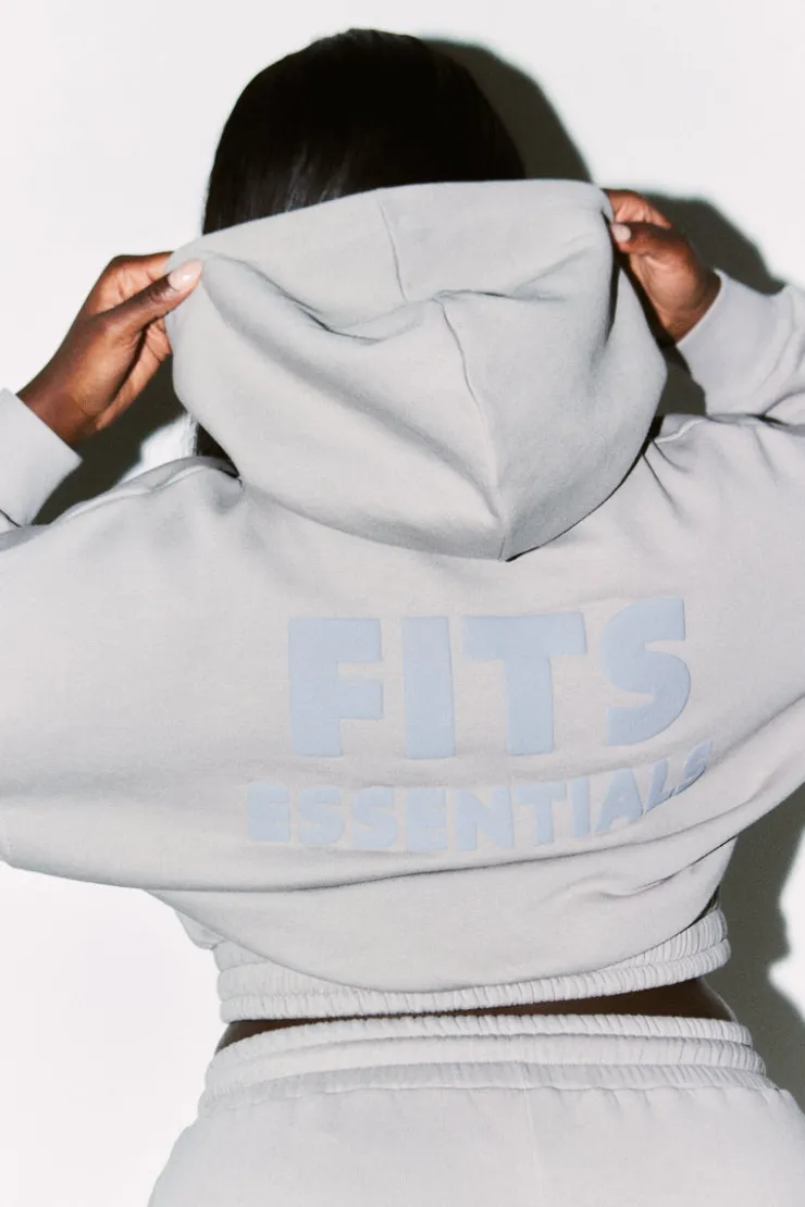 Hot Fits Cropped Drawstring Co-Ord Hoodie Slate