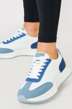 Discount In The Style Denim Contrast Detail Trainer Blue