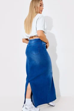 Clearance In The Style Denim Maxi Skirt Blue