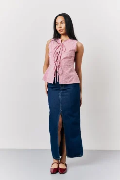 Best In The Style Denim Maxi Skirt Blue