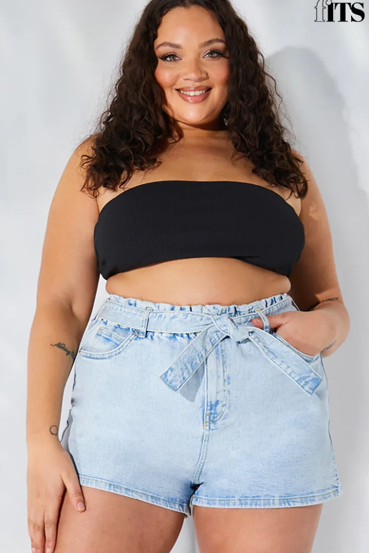 New Fits Denim Paper Bag Short