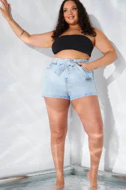 New Fits Denim Paper Bag Short