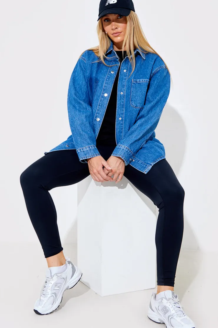 Sale In The Style Denim Shirt With Contrast Pocket Blue