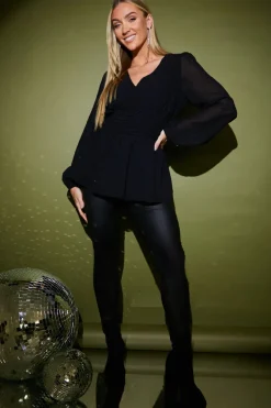 New In the Style Diamante Embellished Blouse Black