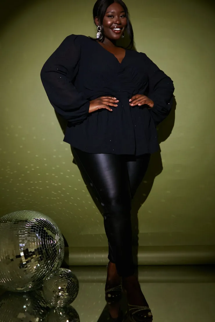 New In the Style Diamante Embellished Blouse Black