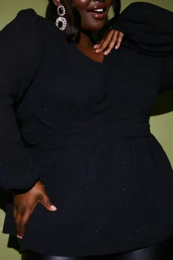New In the Style Diamante Embellished Blouse Black
