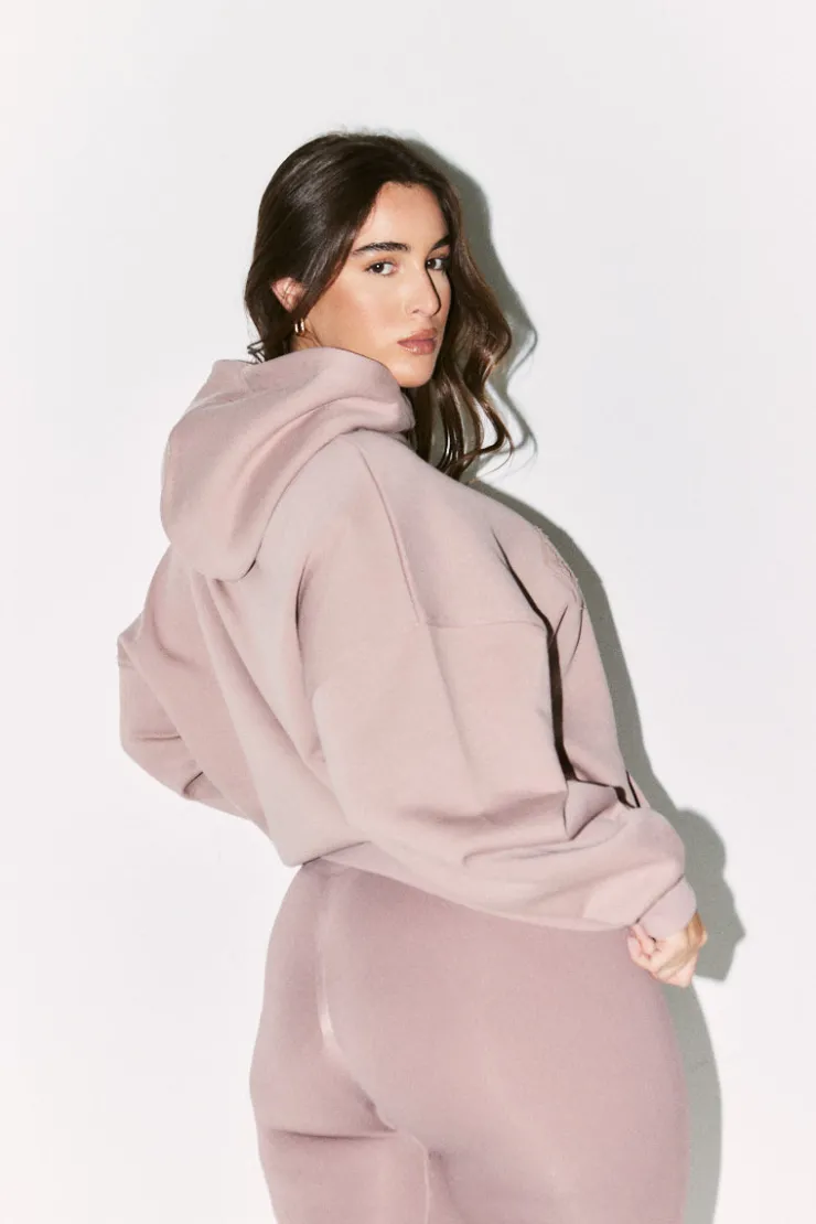Fits Distressed Hoodie Mauve