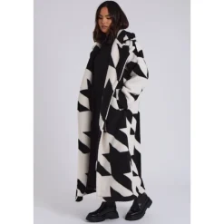 Clearance Urban Bliss Dogtooth Borg Longline Jacket