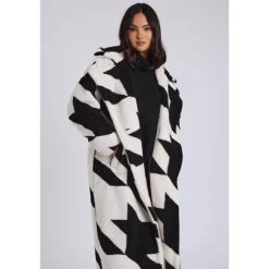 Clearance Urban Bliss Dogtooth Borg Longline Jacket