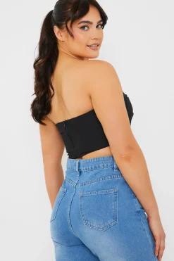Online In The Style Draped Strapless Corset Top Black
