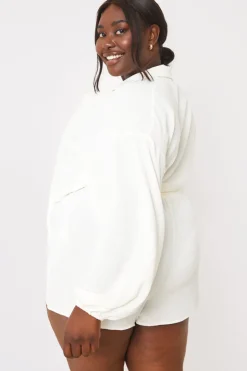 Sale In the Style Drawstring Co-Ord Shorts Cream