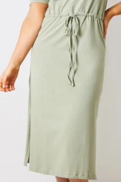 In the Style DRAWSTRING WAIST SPLIT HEM TSHIRT DRESS