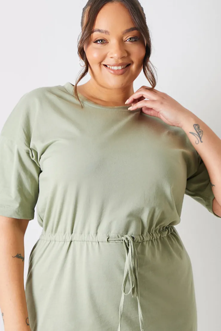 In the Style DRAWSTRING WAIST SPLIT HEM TSHIRT DRESS