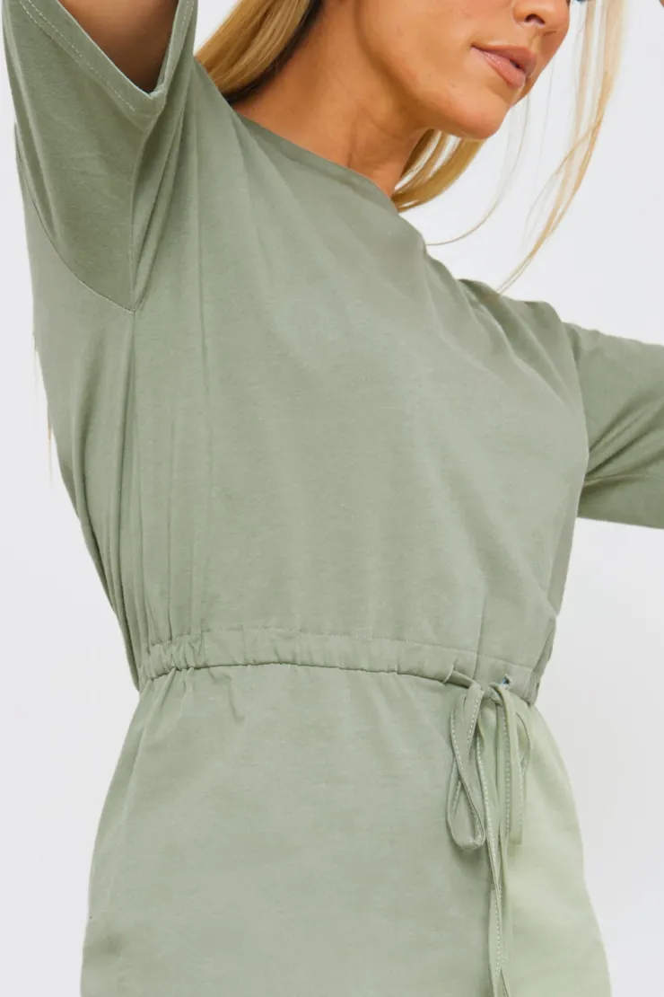 In the Style DRAWSTRING WAIST SPLIT HEM TSHIRT DRESS