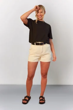 Online In The Style Denim Paper Bag Shorts Ecru
