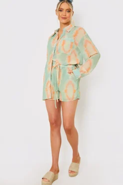 New In the Style Elasticated High Waist Beach Co-Ord Shorts Multicoloured