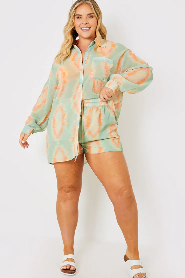 New In the Style Elasticated High Waist Beach Co-Ord Shorts Multicoloured
