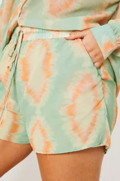 New In the Style Elasticated High Waist Beach Co-Ord Shorts Multicoloured