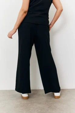 Online In The Style Elasticated Mid Rise Wide Leg Trouser Black