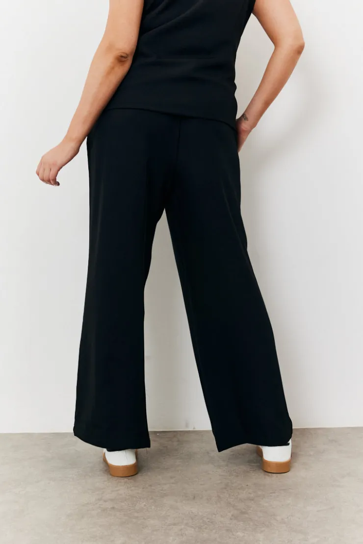 Online In The Style Elasticated Mid Rise Wide Leg Trouser Black