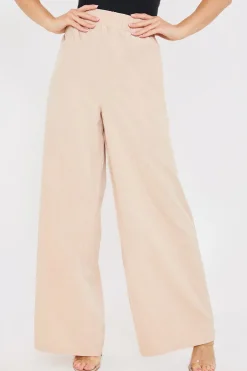 Discount In the Style Elasticated Waist Wide Leg Trousers Stone