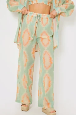 Best In the Style Elasticated Wide Leg Co-Ord Beach Trousers Multicoloured