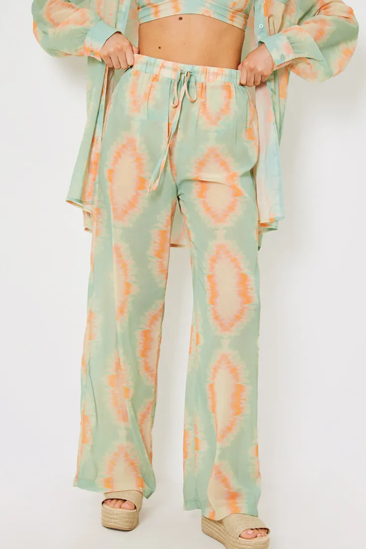 Best In the Style Elasticated Wide Leg Co-Ord Beach Trousers Multicoloured