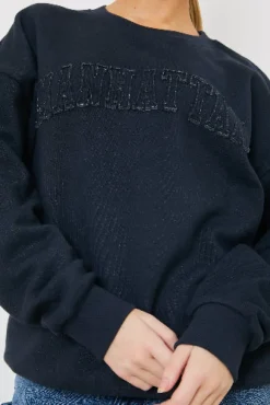 Clearance In the Style Embroidered Distressed Oversized Sweatshirt Charcoal