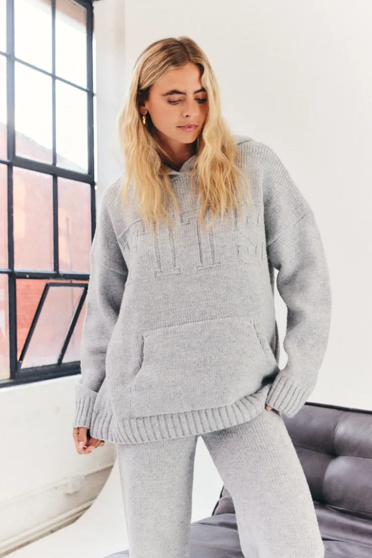 New Fits Embossed Knitted Co-Ord Hoodie Grey