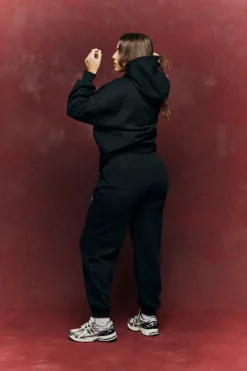 Best Fits Embroidered Co-Ord Hoodie Black
