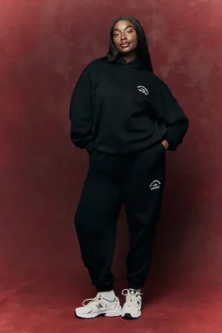 Best Fits Embroidered Co-Ord Hoodie Black