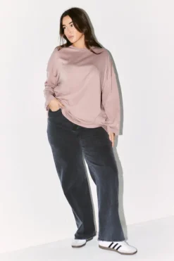 Best Fits Embroidered Crew Neck Long Sleeve T-Shirt Mauve