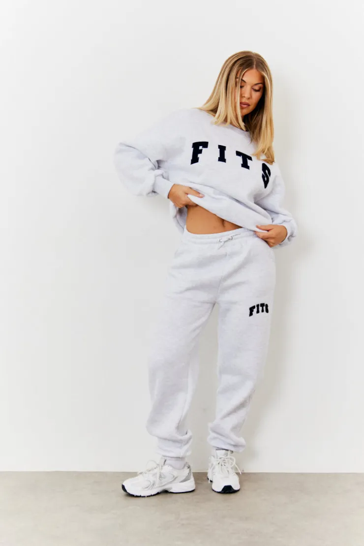 Hot Fits Embroidered Cuffed Joggers Grey