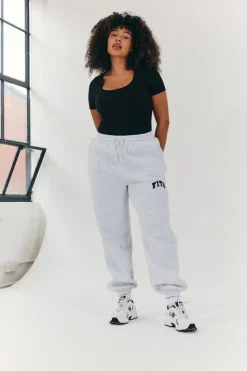 Hot Fits Embroidered Cuffed Joggers Grey
