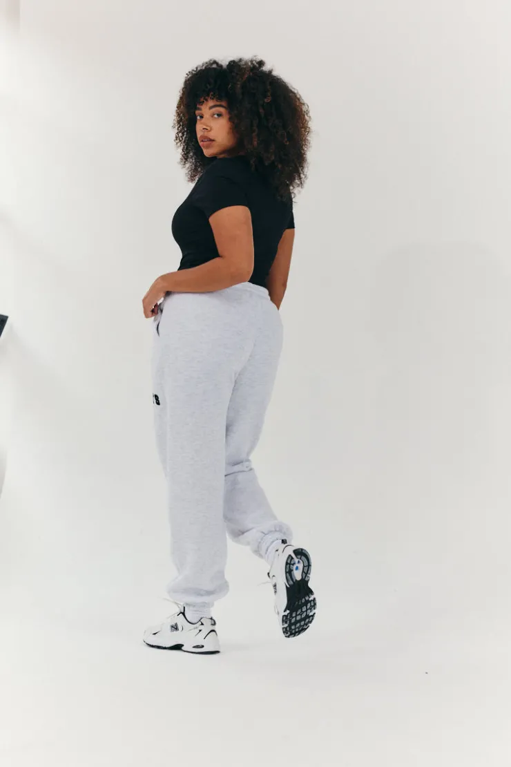 Hot Fits Embroidered Cuffed Joggers Grey