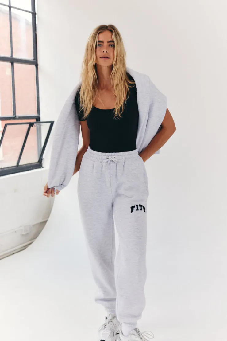 Hot Fits Embroidered Cuffed Joggers Grey