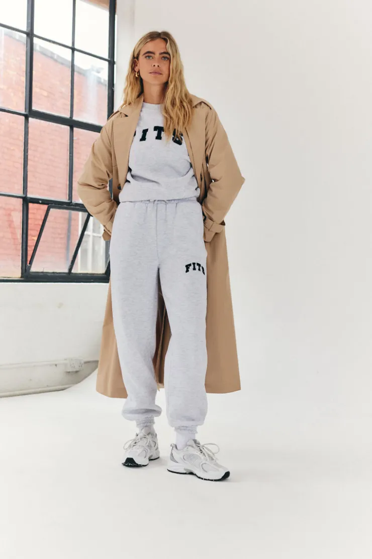 Hot Fits Embroidered Cuffed Joggers Grey