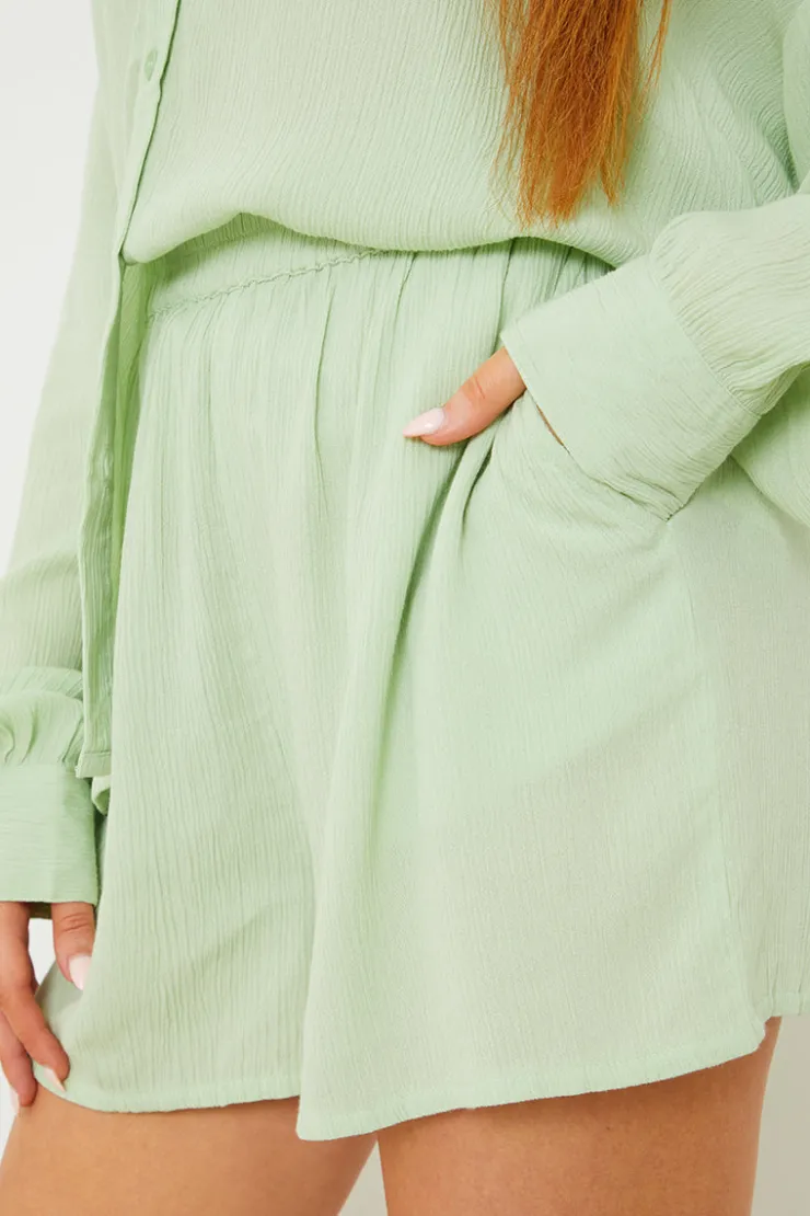 Outlet In the Style Floaty Co-Ord Beach Shorts Sage